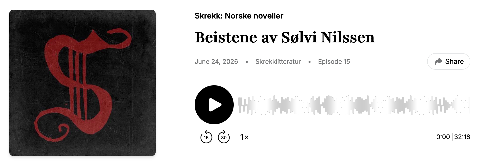 Podkast, episode #15:  «Beistene» av Sølvi Nilssen